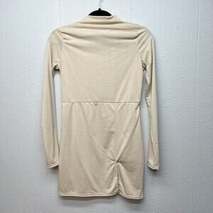 Pretty Little Thing Girls Cream Long Sleeve Dress Size 10 Mock Neck Open Back